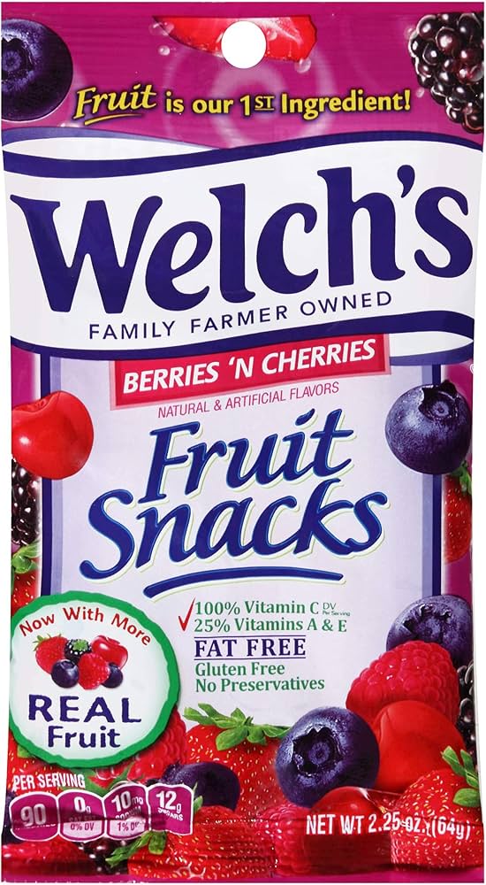 Welch’s Fruit Snacks – Berries 'N Cherries – 2.25 oz Bag